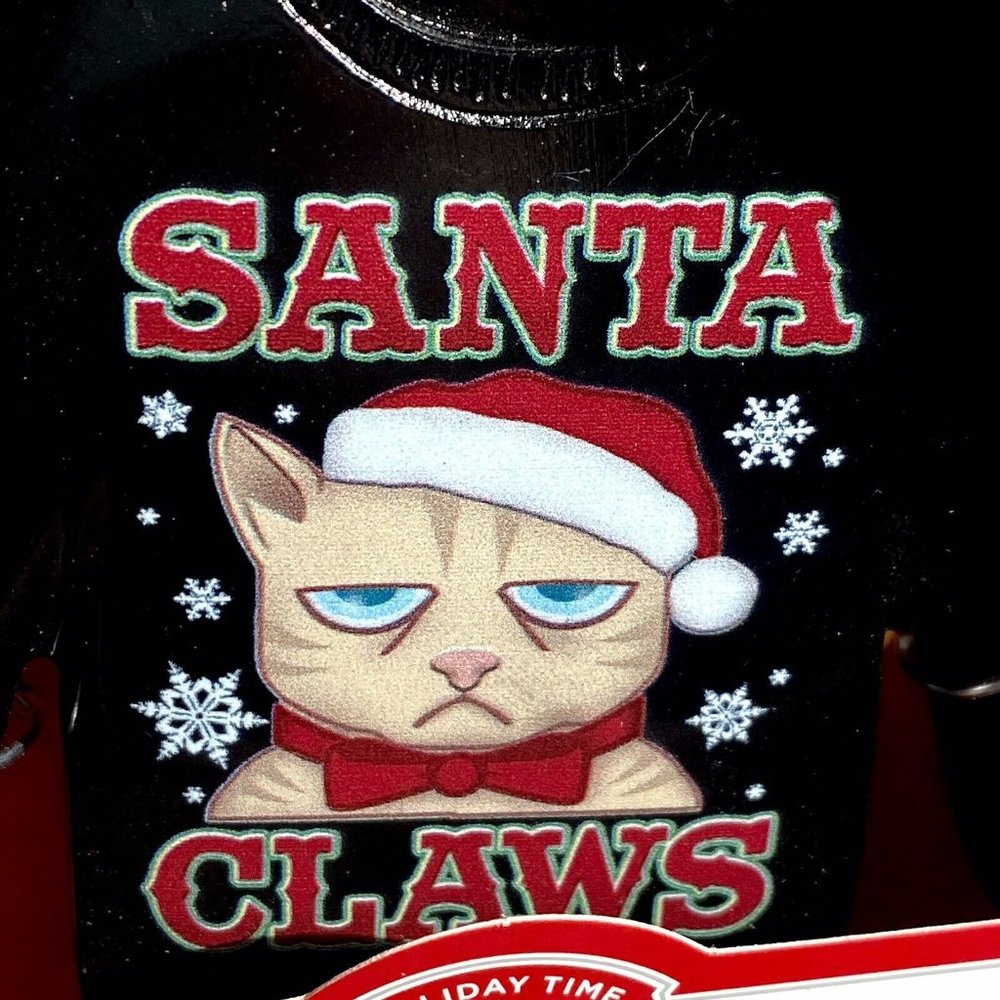 Santa Claws Grumpy Cat Ornament Holiday Time Christmas Sweater Original Box